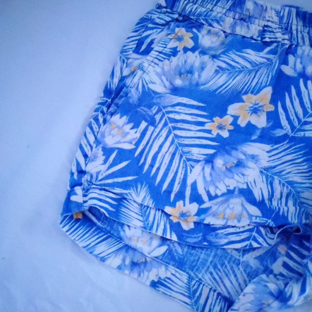 Sky Blue Floral Shorts - Picture 2 of 5